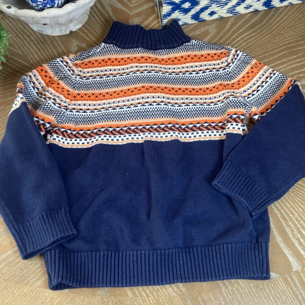 Little Boys Gymboree Fair Isle Fall Harvest Thanksgiving Shawl Neck Sweater